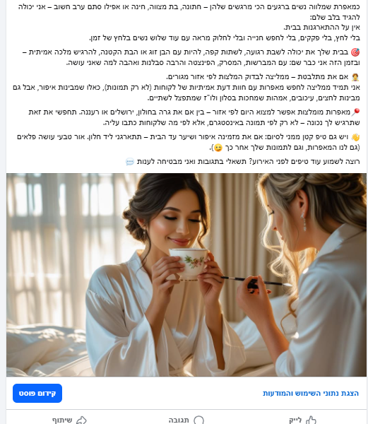 ניהול עמוד פייסבוק - דוגמאות מעולם האיפור